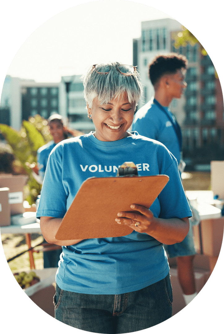 Woman volunteering at outdoor event